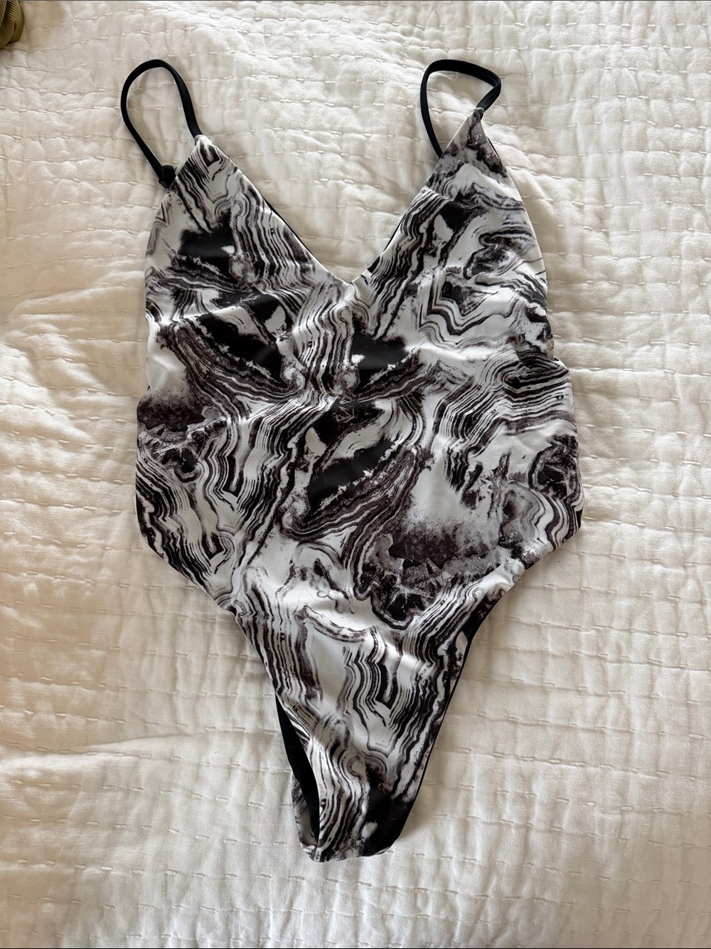 Reef Black & White Marble Print One-Piece Swimsuit